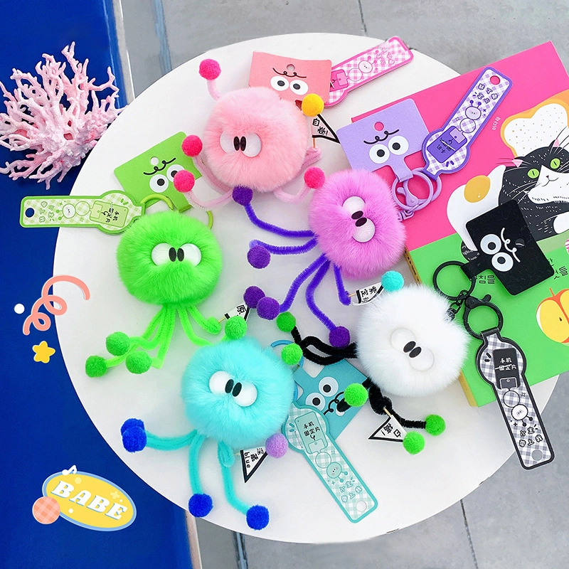 Plush bag pendant small fried hair series fabric doll inside the roll octopus keychain accessories RANHONG 1