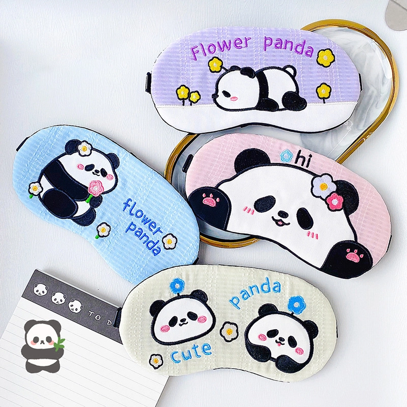 Wholesale Small Gift Hugging Panda Series Ice Bag Eye Mask Flower Panda Shade Sleep Eye Mask RANHONG 1