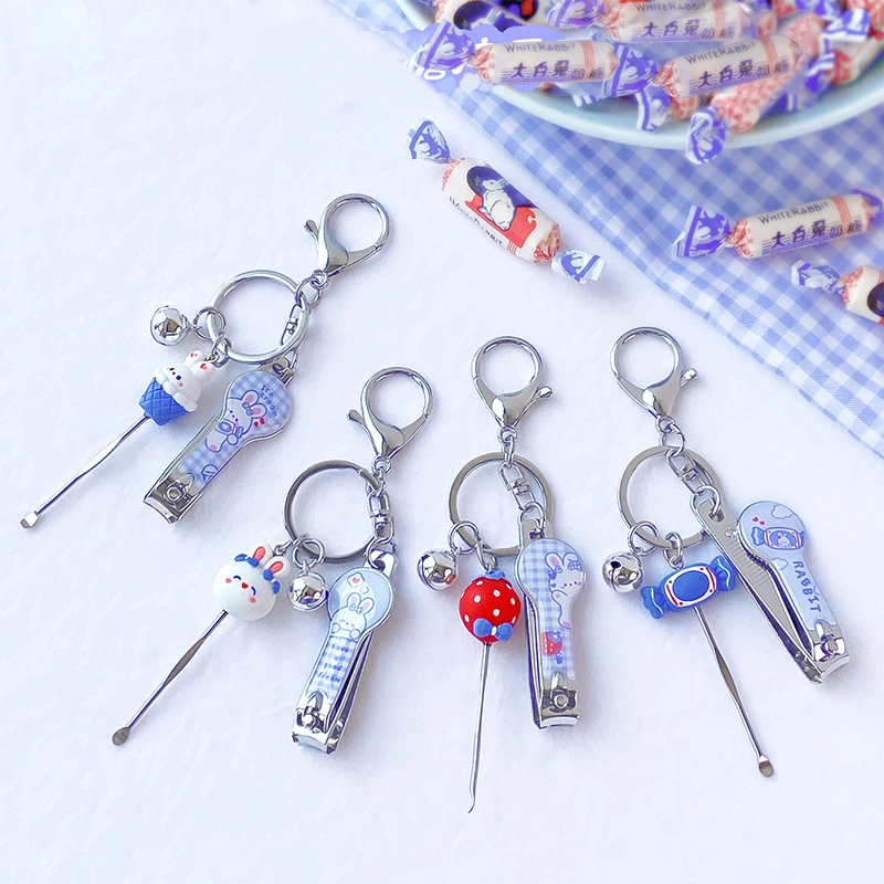 Manicure tools milk candy rabbit series big rabbit candy ear scoop nail clippers keychain accessories pendant RANHONG 1