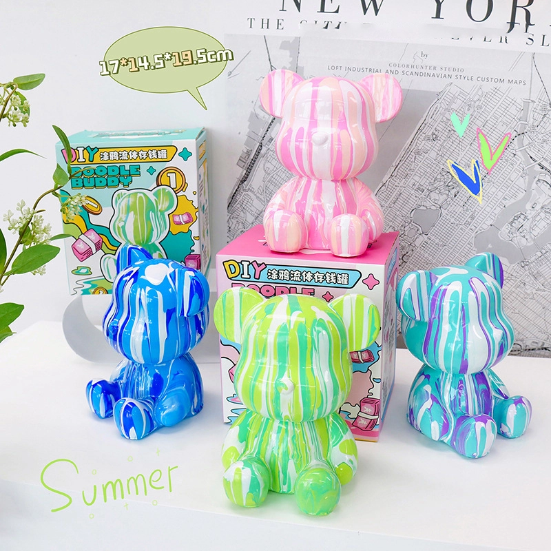 Puzzle Colouring Colouring Drawing DIY Series Doodle Fluid Money Bank Home Living Room Decoration RANHONG 1