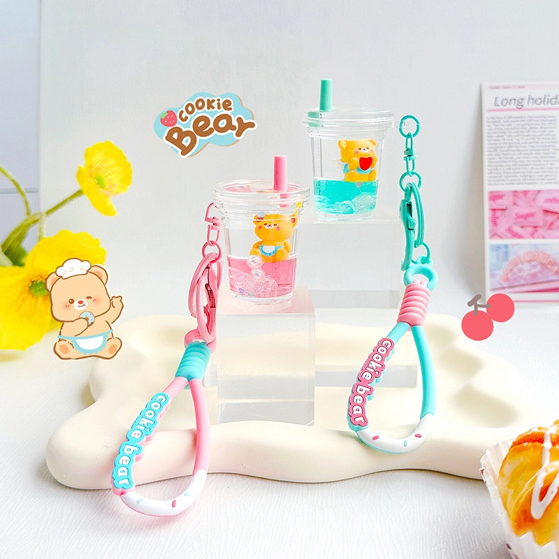 Acrylic pendant Cookie Bear Creamy Bear Bite of Sweetness into Oil Hand Lanyard Keychain Accessory RANHONG 1