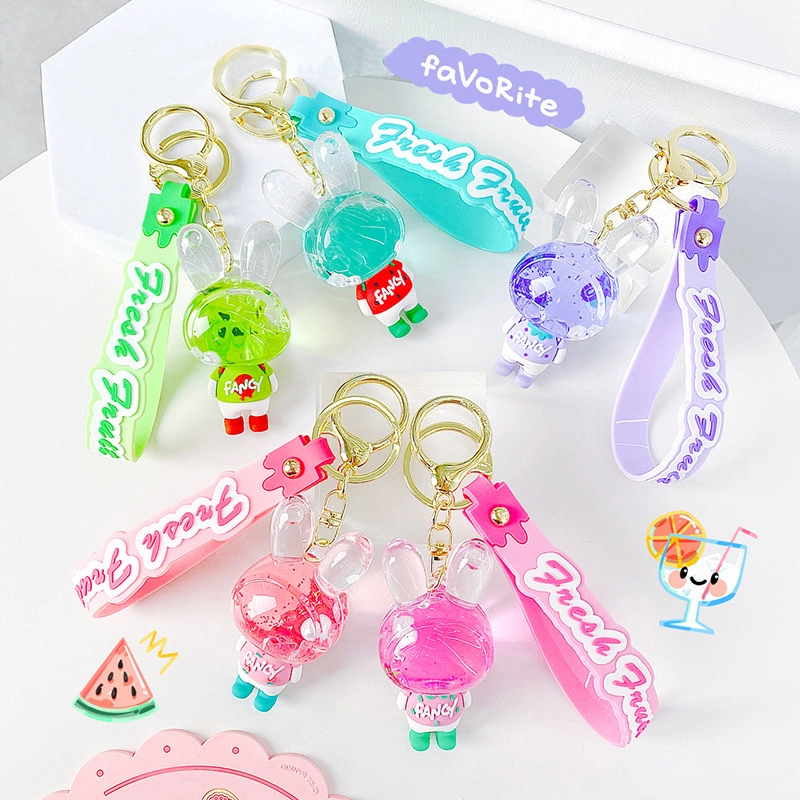 Acrylic bag charm fresh fruit series fruit rabbit into the oil hand rope keychain accessories RANHONG 1