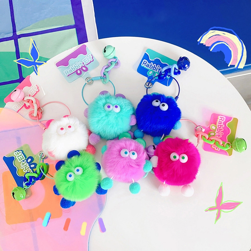 Cure plush series fabric doll buckle rabbit elf ball keychain accessories bag charm RANHONG 1