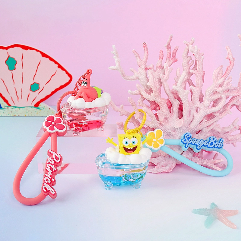 SpongeBob SquarePants cartoon authorised keychain pendant series love bubble bath into the oil accessories pendant RANHONG 1