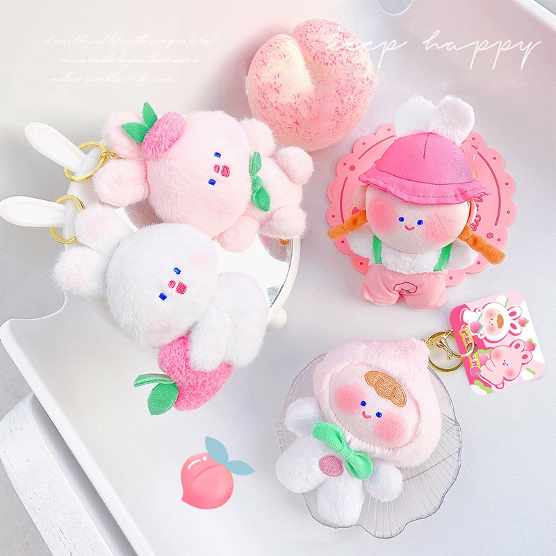 Plush pendant Arashi sister peach IP series fabric doll peach rabbit keychain accessories RANHONG 1