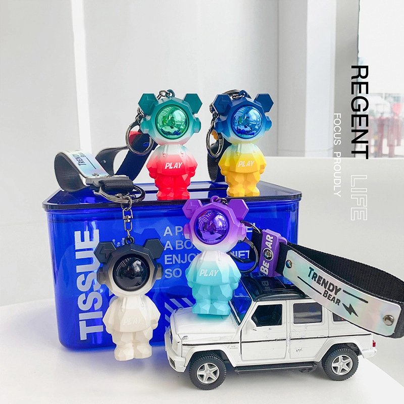 Creative silicone pendant COOL hip cool series cut PLAY bear hand rope keychain accessories RANHONG 1