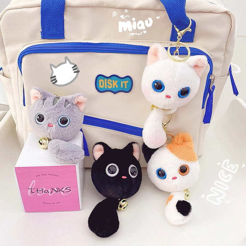 Casual cat series fabric doll buckle tail meow star keychain accessories plush pendant RANHONG 1