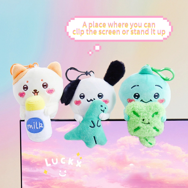 Soft cute cute lucky little friend clip clip bag keychain pendant creative cartoon small dinosaur puppy car accessories RANHONG 1