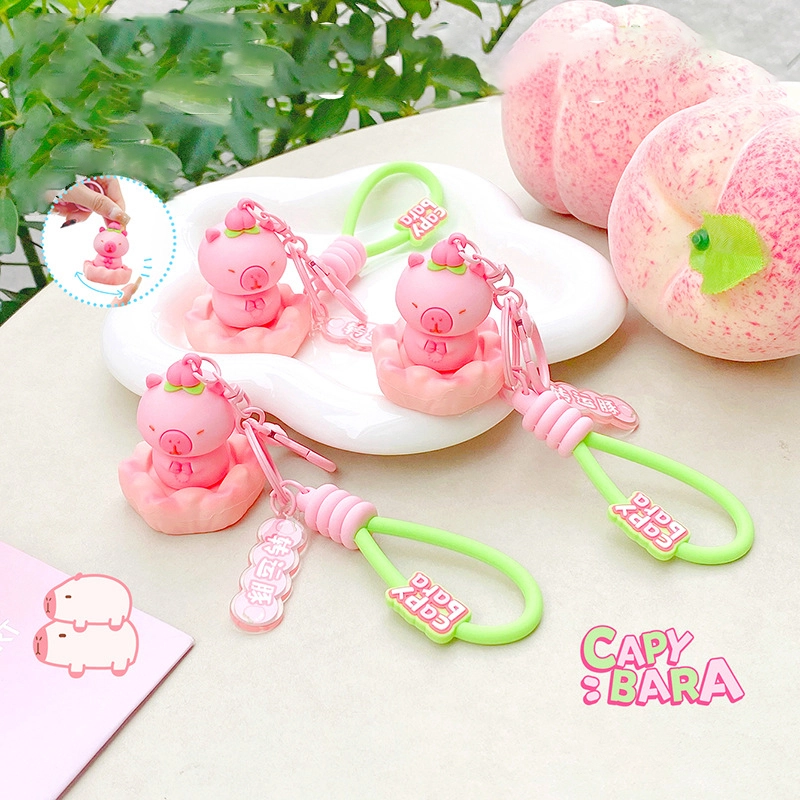 Cute fun creative rotating peach hi transit water dolphin Jun pendant girl heart pink backpack charm car key chain RANHONG 1