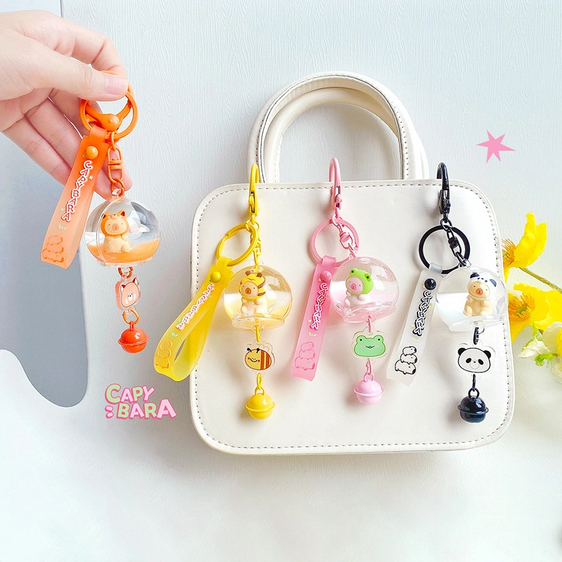 Car keychain Peachy dolphin series dolphin dolphin wind chime into the oil keychain fun creative trend doll pendant RANHONG 1