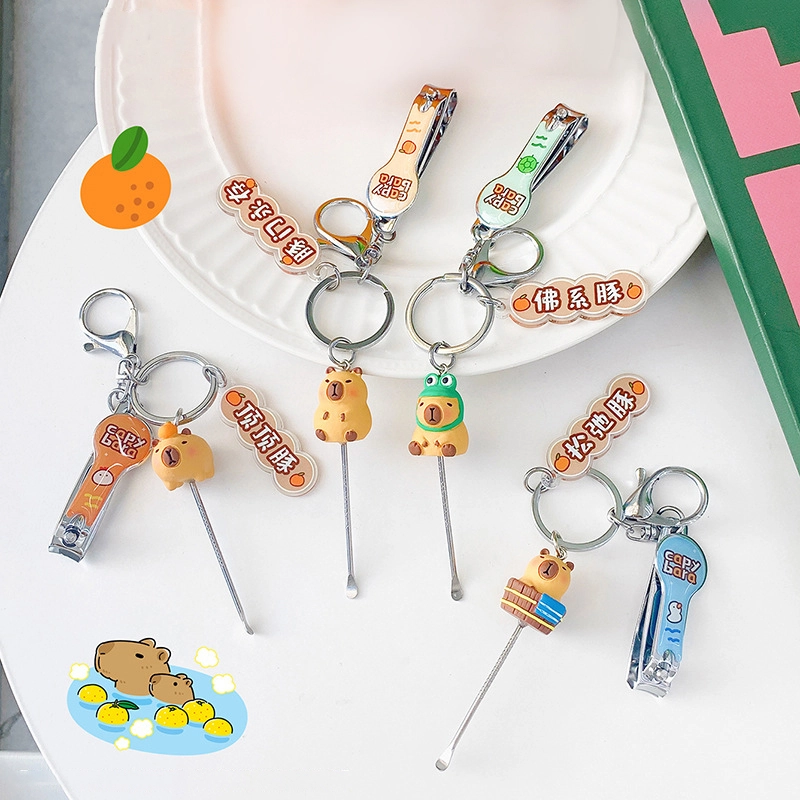 Pufferfish gentleman series keychain pufferfish gentleman nail clippers cartoon cute pendant student keychain schoolbag manicure RANHONG 1