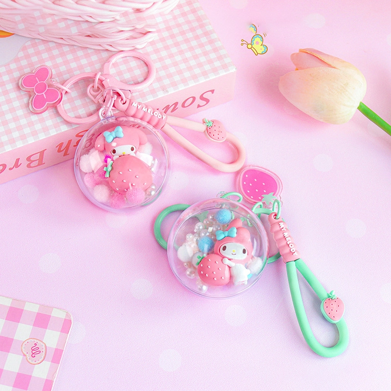 Sanrio Melody Strawberry Planet Keychain Trendy Girl Heart Bag Pendant Car Keychain RANHONG 1