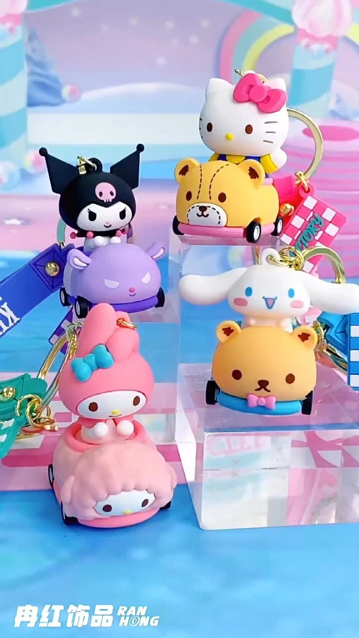 Sanrio Drag Racer Kitty Melody Fox Kurumi doll keychain pendant bag accessories RANHONG 1