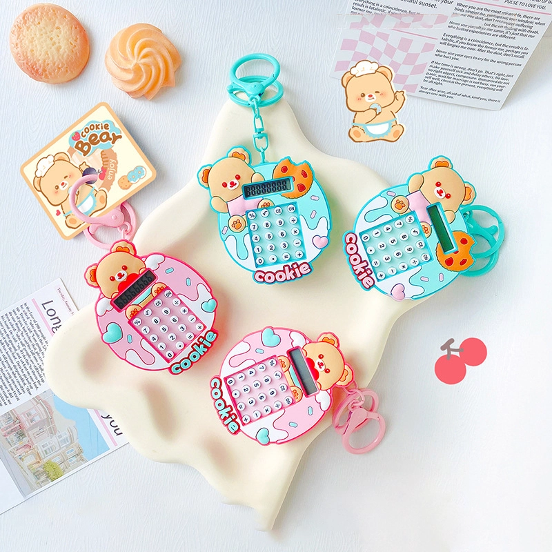 Novelty Cartoon Wholesale Cookies and Cream Bear Calculator Toys Keychain Female Cute Niche Exquisite Small Charms RANHONG 1