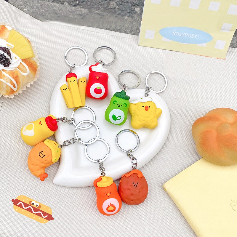 Couple a pair of keychain fried chicken fries cartoon charm super hippie snack bar series happy fries pair suit RANHONG 1