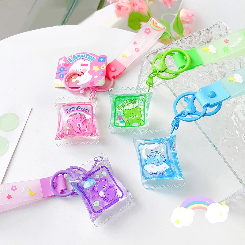Ranish--Spring and Summer Cute Series Rainbow Bear into the oil PVC bracelet keychain accessories acrylic wholesale RANHONG 1