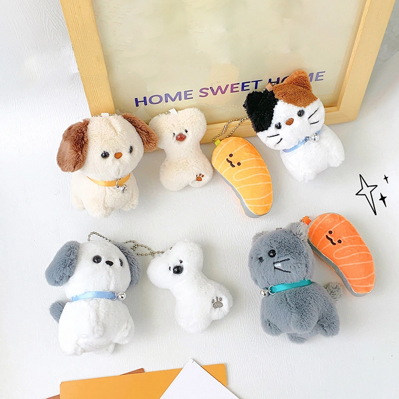 Pair of series of cloth doll buckle cute pet good friend couple keychain plush toys for girlfriend cute pendant RANHONG 1