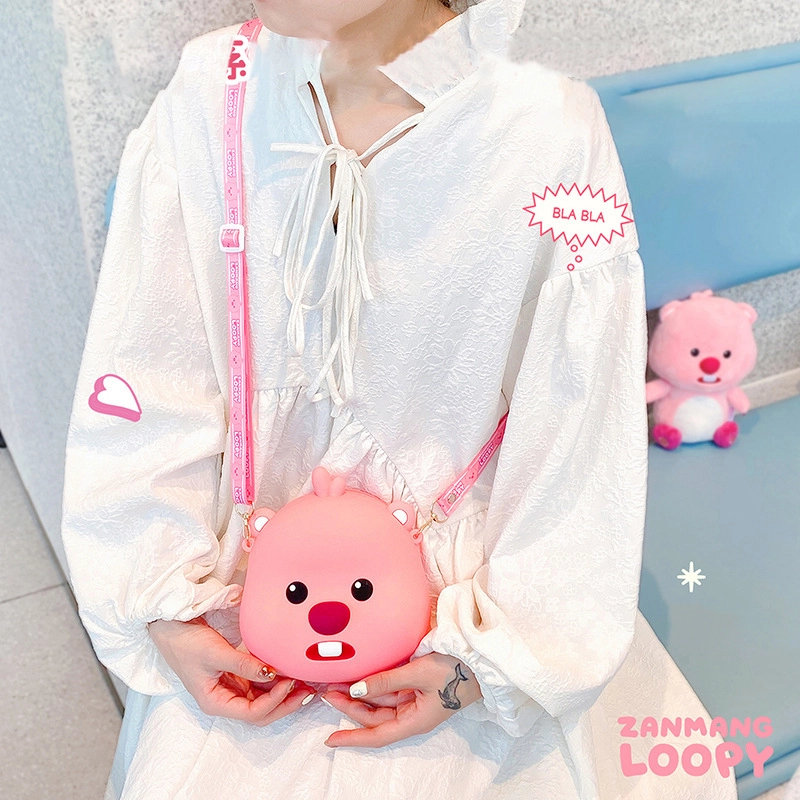 Large--Shopping small bag Zanmeng Ruby series crossbody bag female student silicone storage bag girl heart decoration RANHONG 1