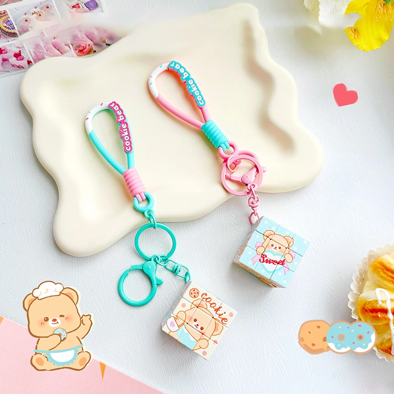 Creative cartoon Creamy Bear Rubik's Cube hand rope buckle educational toys cute students backpack pendant small gifts wholesale RANHONG 1