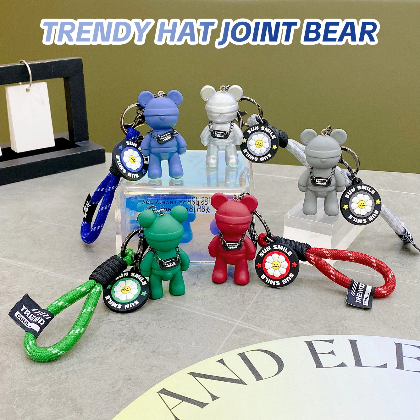 Cool Cartoon Bear Keychain Backpack Pendant Accessories Cute Rubber Small Gift 1