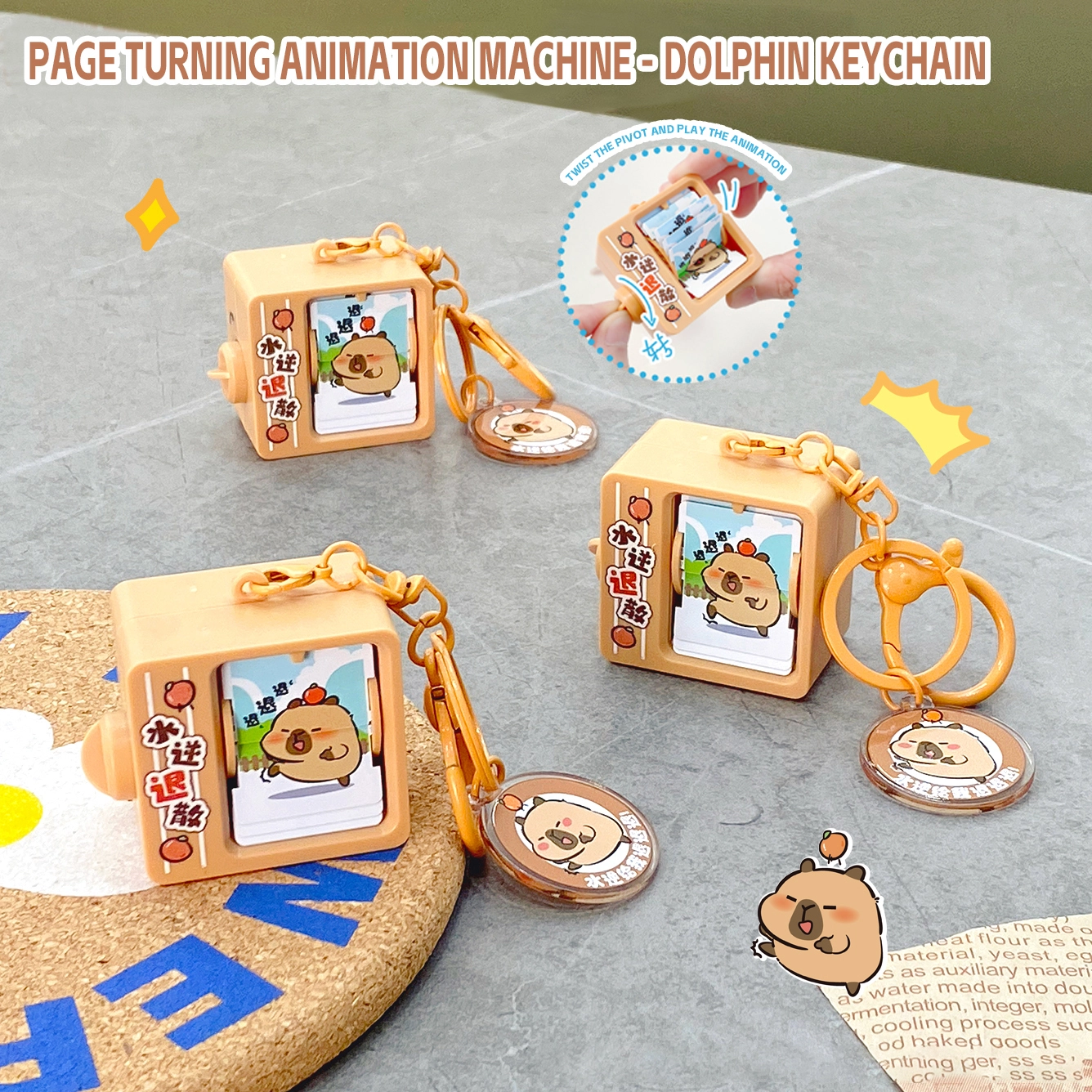 Ranhong Creative Dolphin Return Flip Animation Machine Keychain Pendant Exquisite Cartoon Rubber Swinging Fun Bag Pendant 1