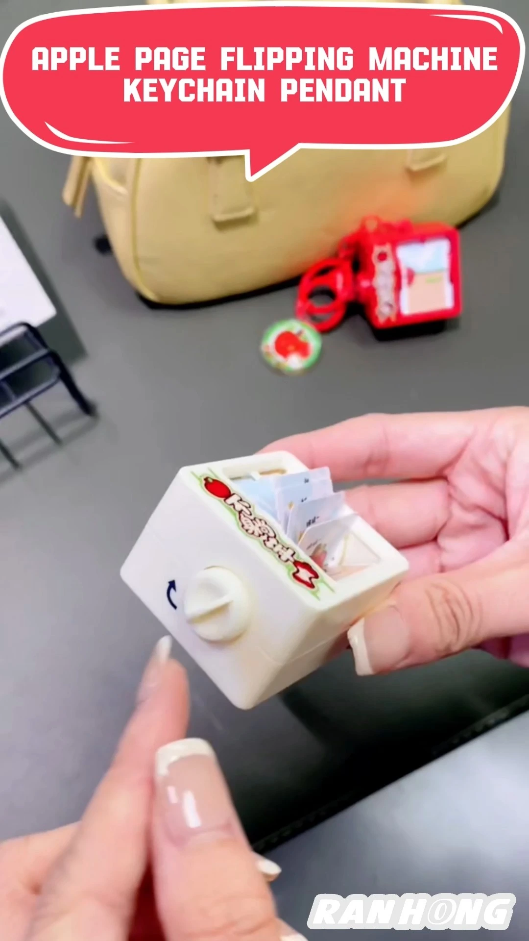 Ranhong Series Apple Flipping Keychain Fresh Fruit Mobile Pendant Accessories Small PVC Toys Carton Shape Wholesale 1