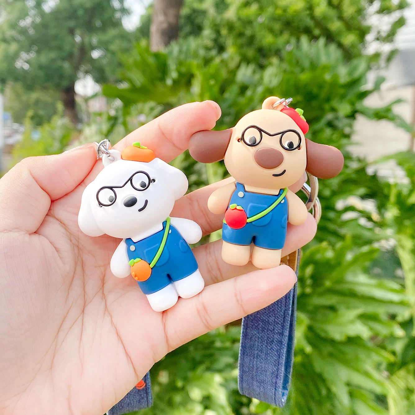 Ranhong Cute Office Puppy Keychain Hand Rope Glasses Casual Pendant for Couples Rubber Cartoon Office Puppy Backpack Pendant 1
