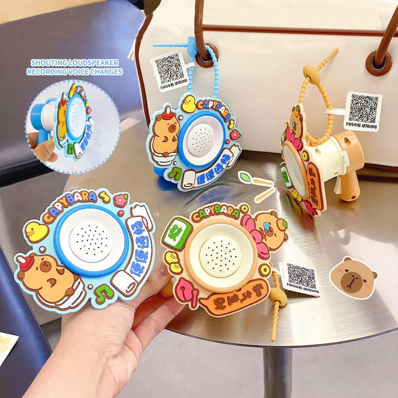 Ranhong Dolphin Sound Recording Keychain Small Horn Rubber Backpack Pendant for Students and Children Fun Toy 1