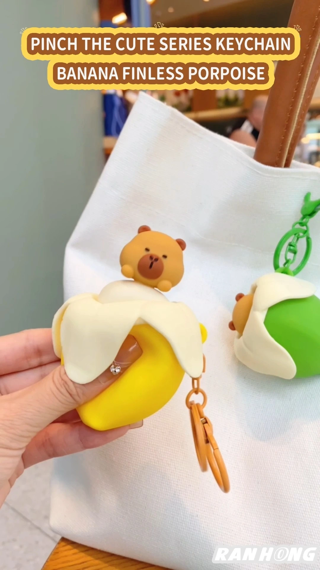 Banana Dolphin Keychain Stress Relief Rubber Bag Pendant Gift 1