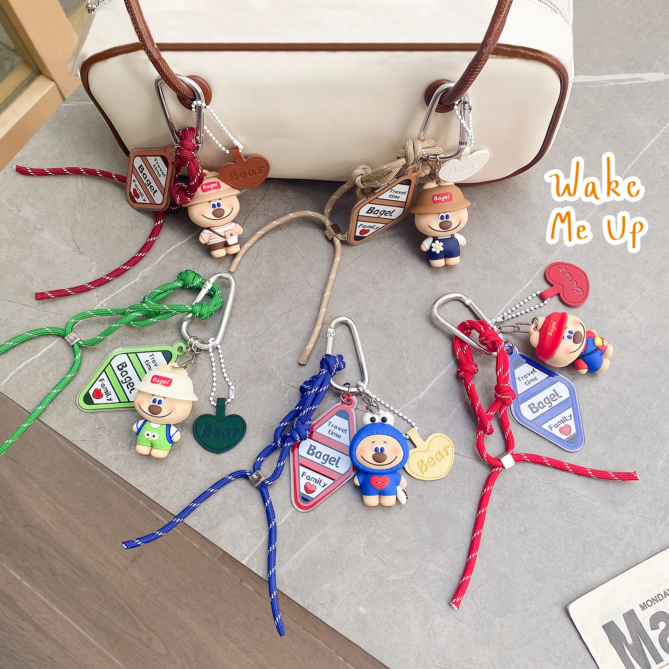 Ranhong Creative Cartoon Bear and Doll Couple Keychain Soft Silicone and PVC Backpack Pendant Cute Keychain for Female 1