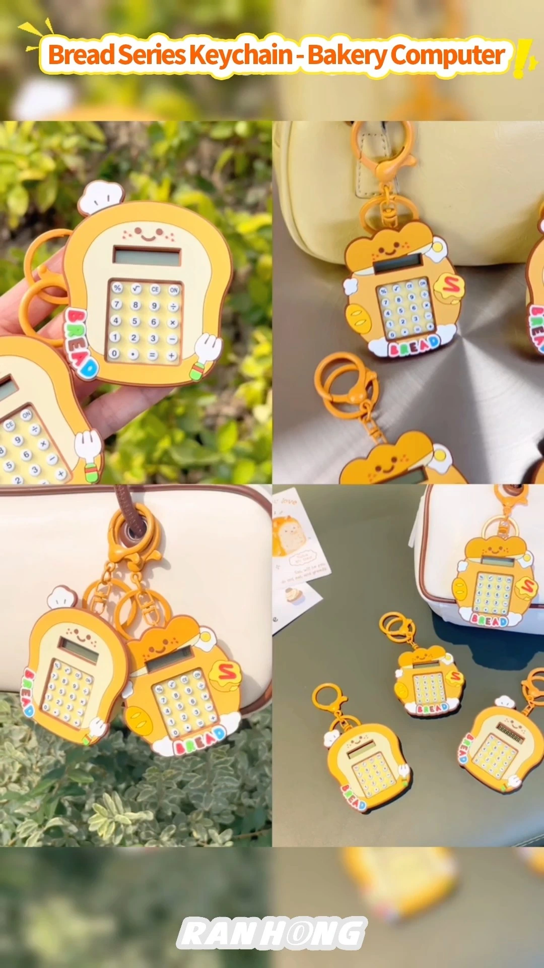 Ranhong Mini Cartoon Calculator Keychain Portable Counting Plastic Backpack Pendant for Children Students Small Portable 1