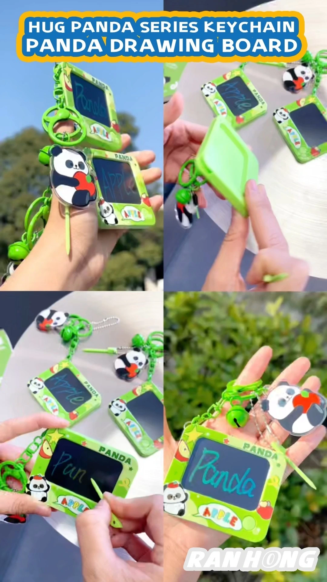 Ranhong Cartoon Panda Mini Portable Writing Message Board Keychain 1