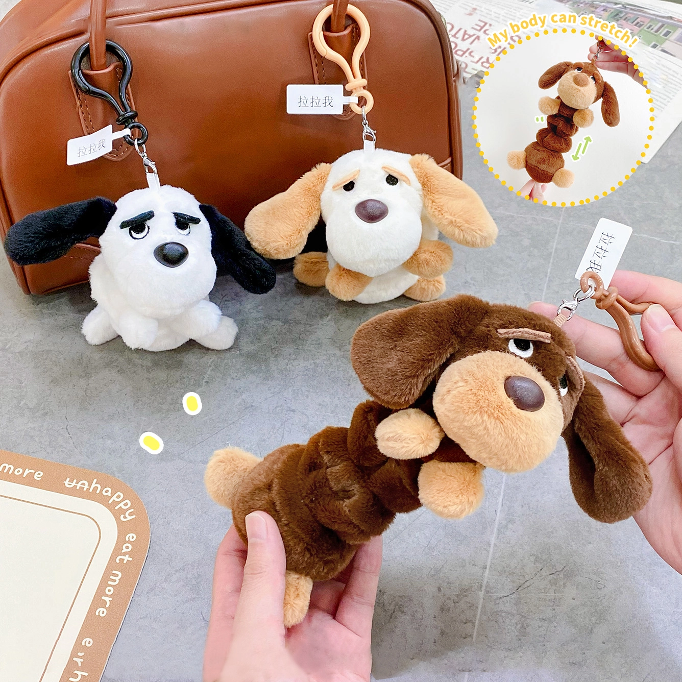 Ranhong Cute Sausage Dog Plush Backpack Keychain Bag Pendant Accessories Soft Hanging Decoration for Kids Wholesale 1