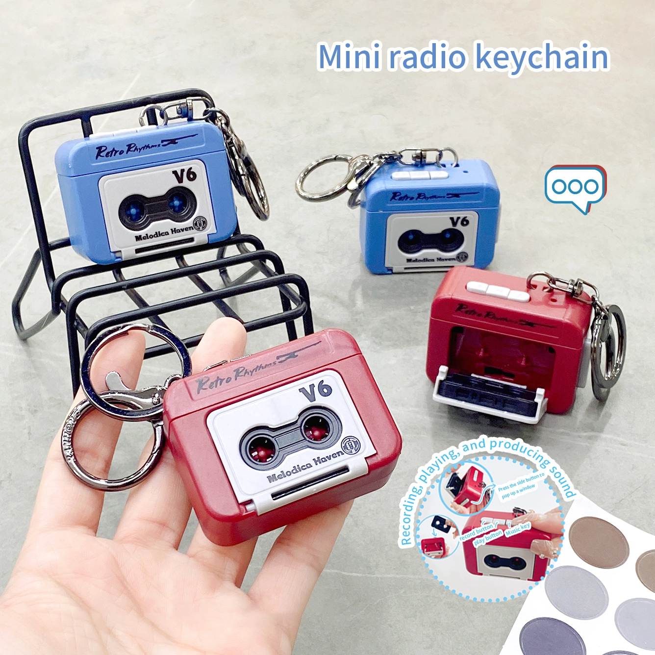 Ranhong Mini Radio Series Keychain - Cute Retro Recorder 1