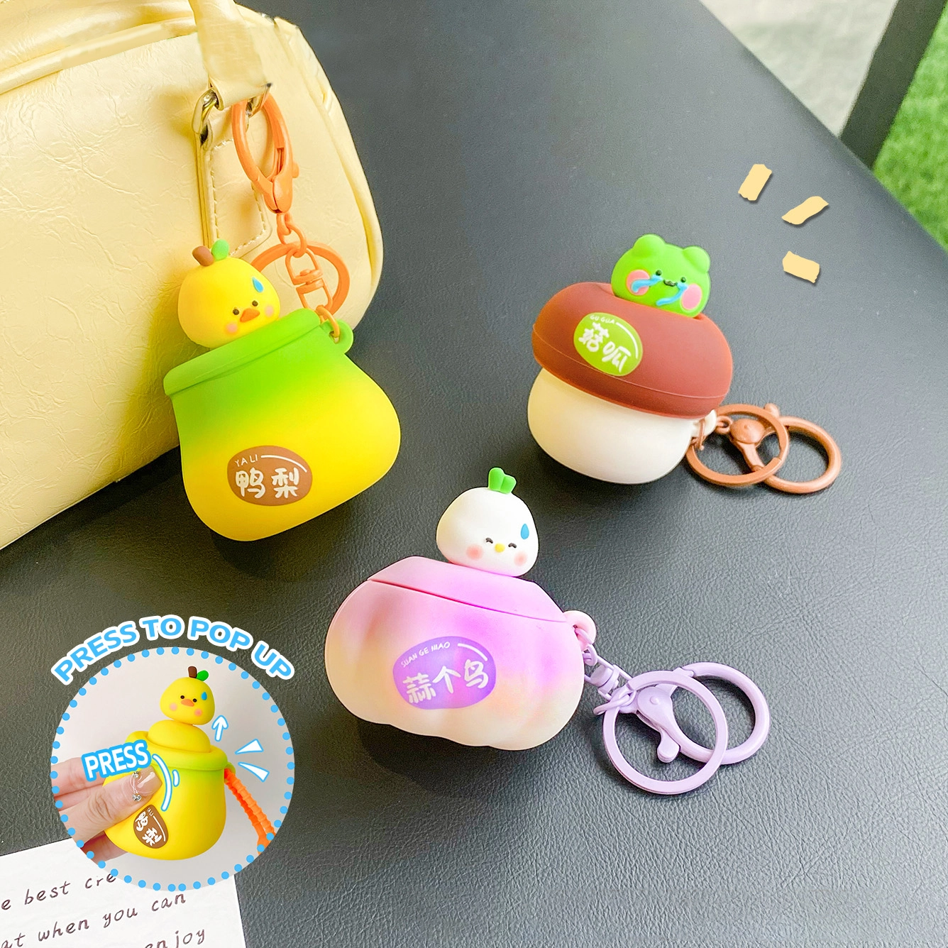 Ranhong Cute Fruits Vegetables Keychain Pinch Squeeze Fun Cartoon Animals Stress Relief for Children Small Backpack Release 1