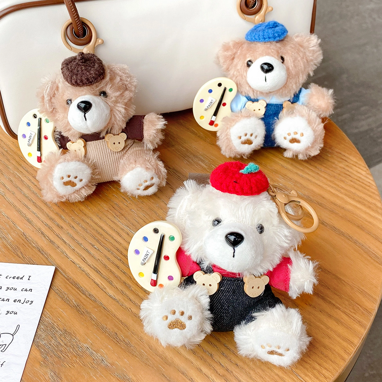Ranhong Cute Sweater Bear Soft Cartoon Biscuit Fabric Doll Bear Painter Plush Toy Couple Bag Pendant 1