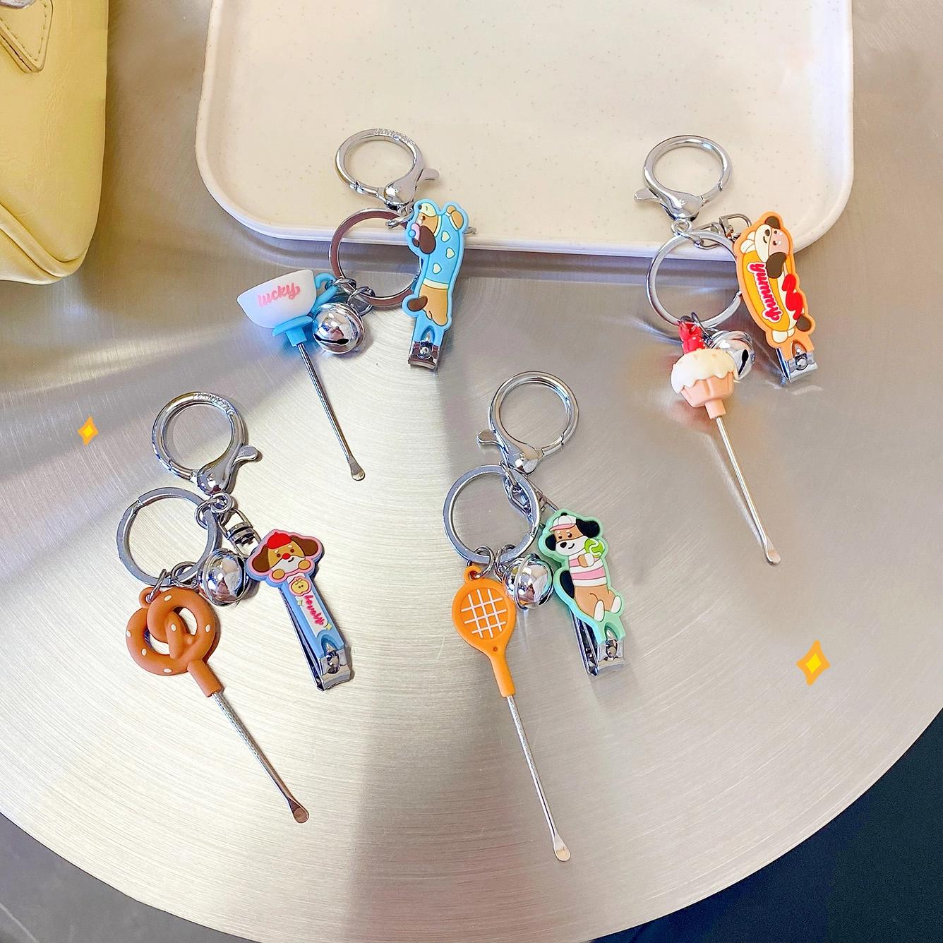 Ranhong Cartoon Puppy Themed Plastic Nail Clippers Afternoon Tea Niche Keychains Pendant Hanging Accessories Small Tools for 1