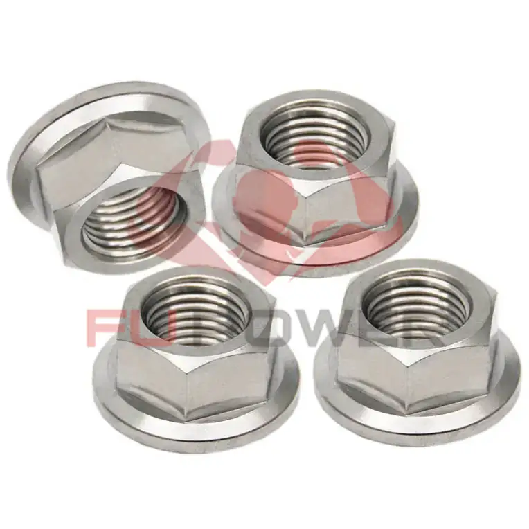 Gr5 M10 M6 M8 Fixadores de porcas flangeadas hexagonais de titânio métrico para motocicleta 1