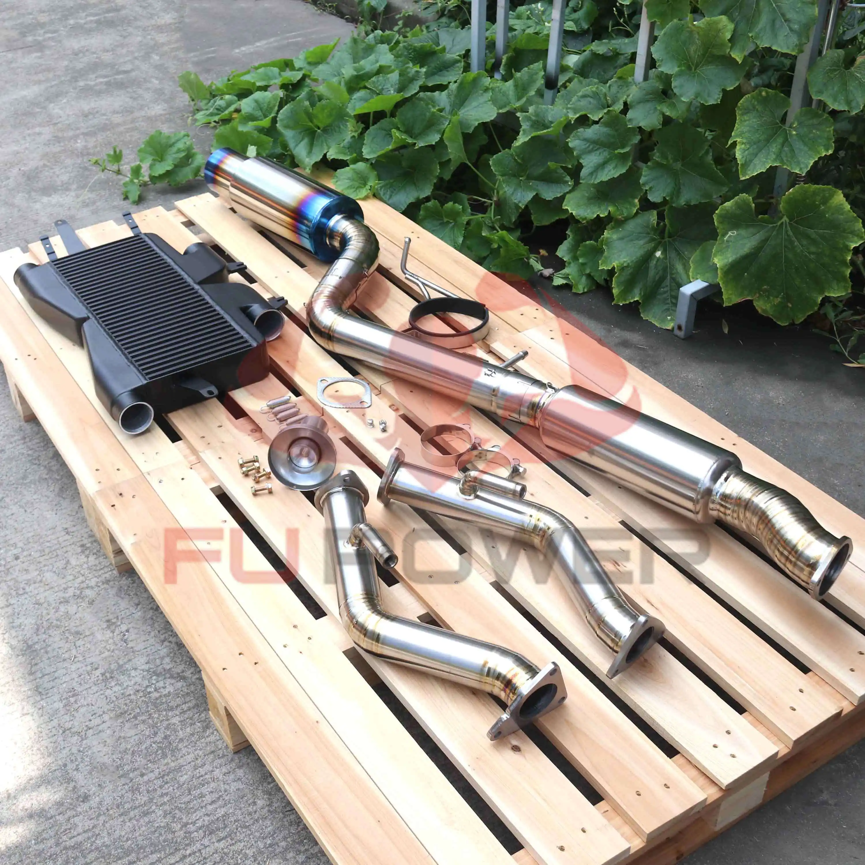 for Nissan 370z titanium catback intercooler 2.5 downpipe 1