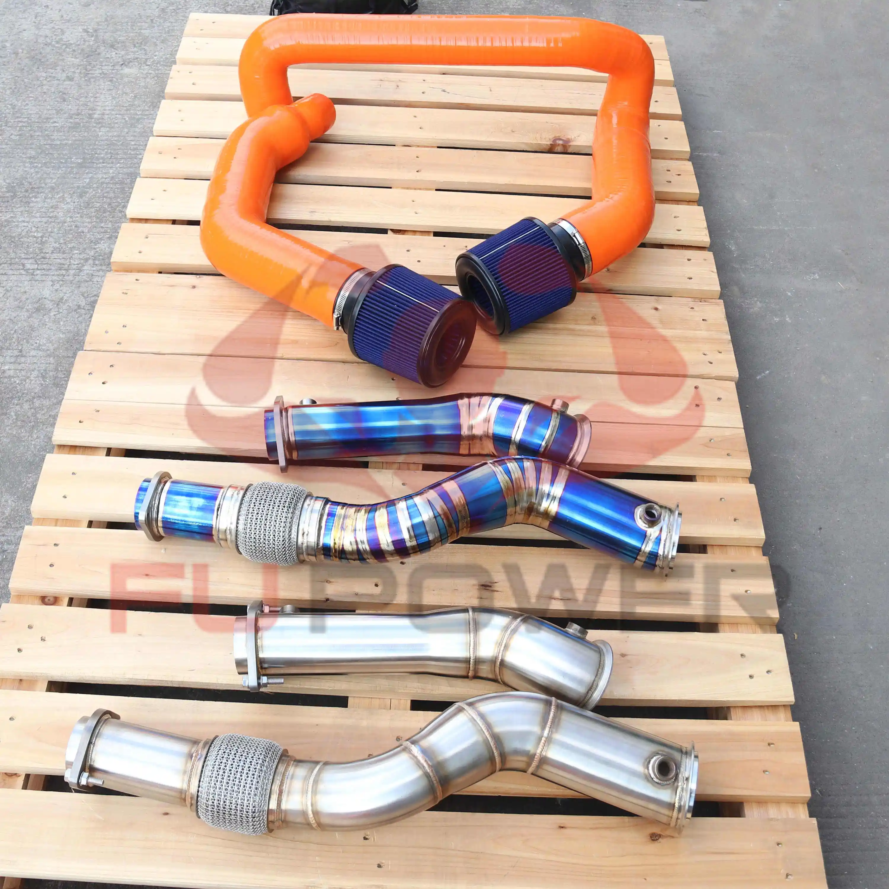 Kit de admisión de montaje frontal, bajante de acero inoxidable/titanio para BMW G80 M3 G82 G83 M4 S58 2021+ 1