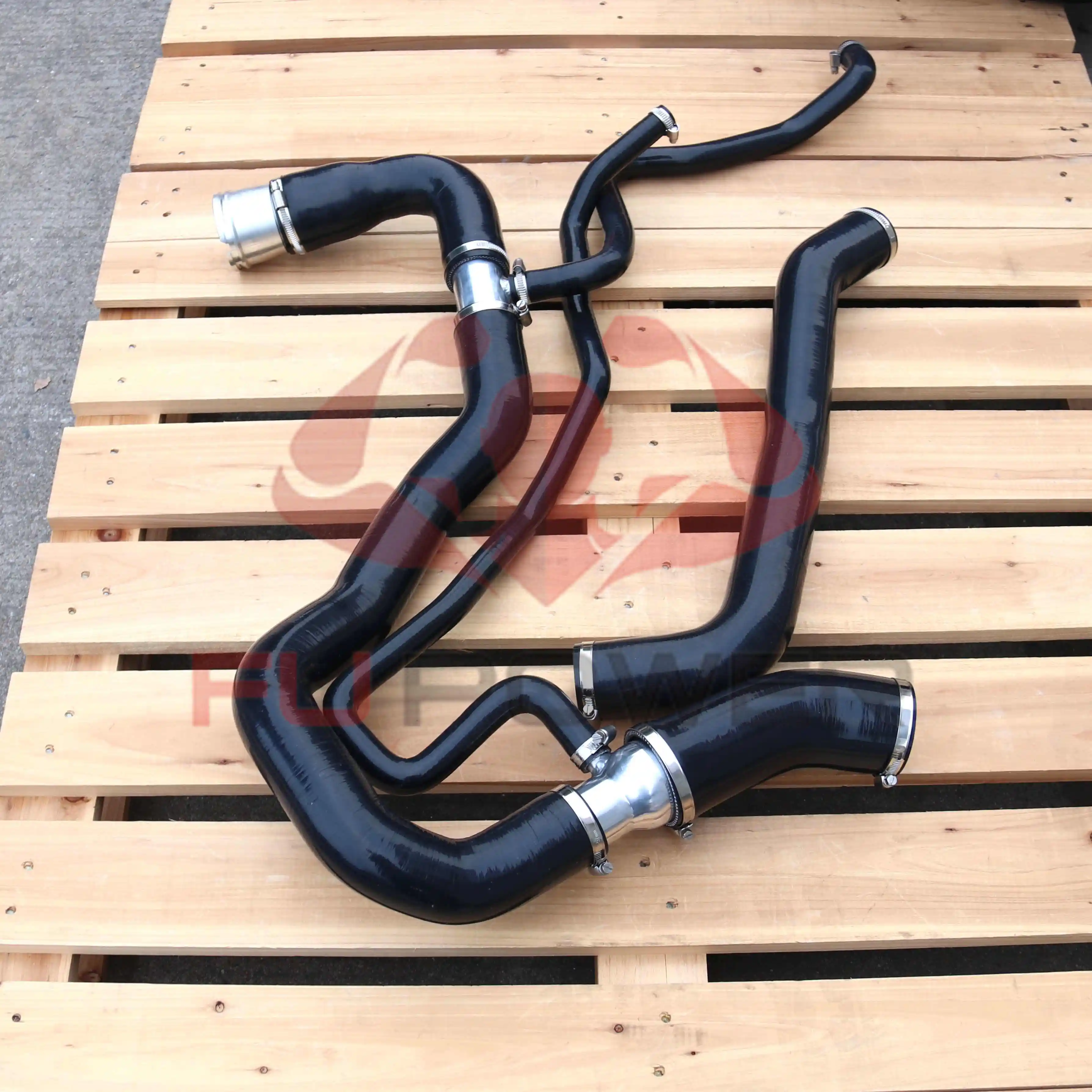 BLACK GMC Sierra 3500HD 8 Cyl 6.6 Liter SILICONE UPPER LOWER COOLANT HOSE KIT 11-16 1