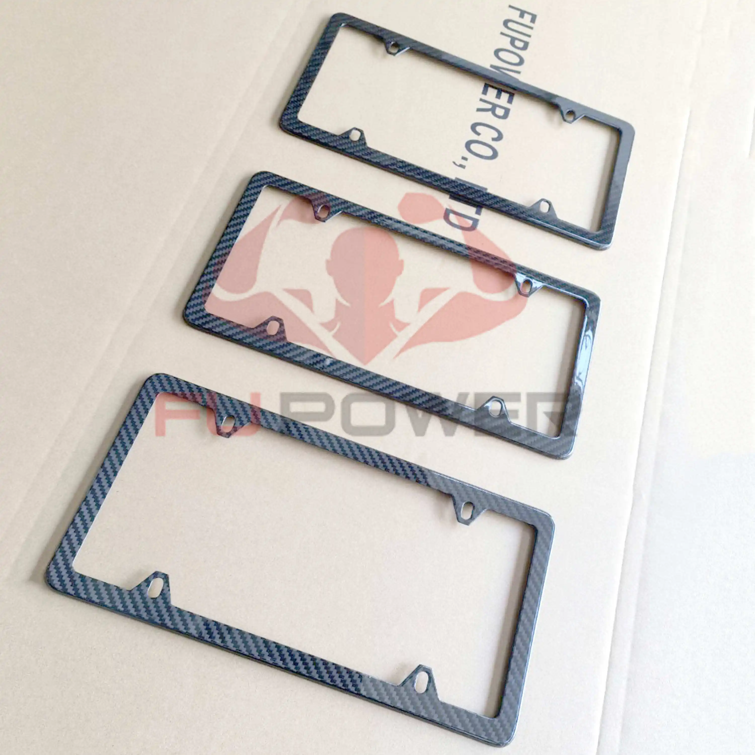 American US Standard Auto Car Truck 2pcs Dry Carbon Fiber License Plate Frame Cover 1