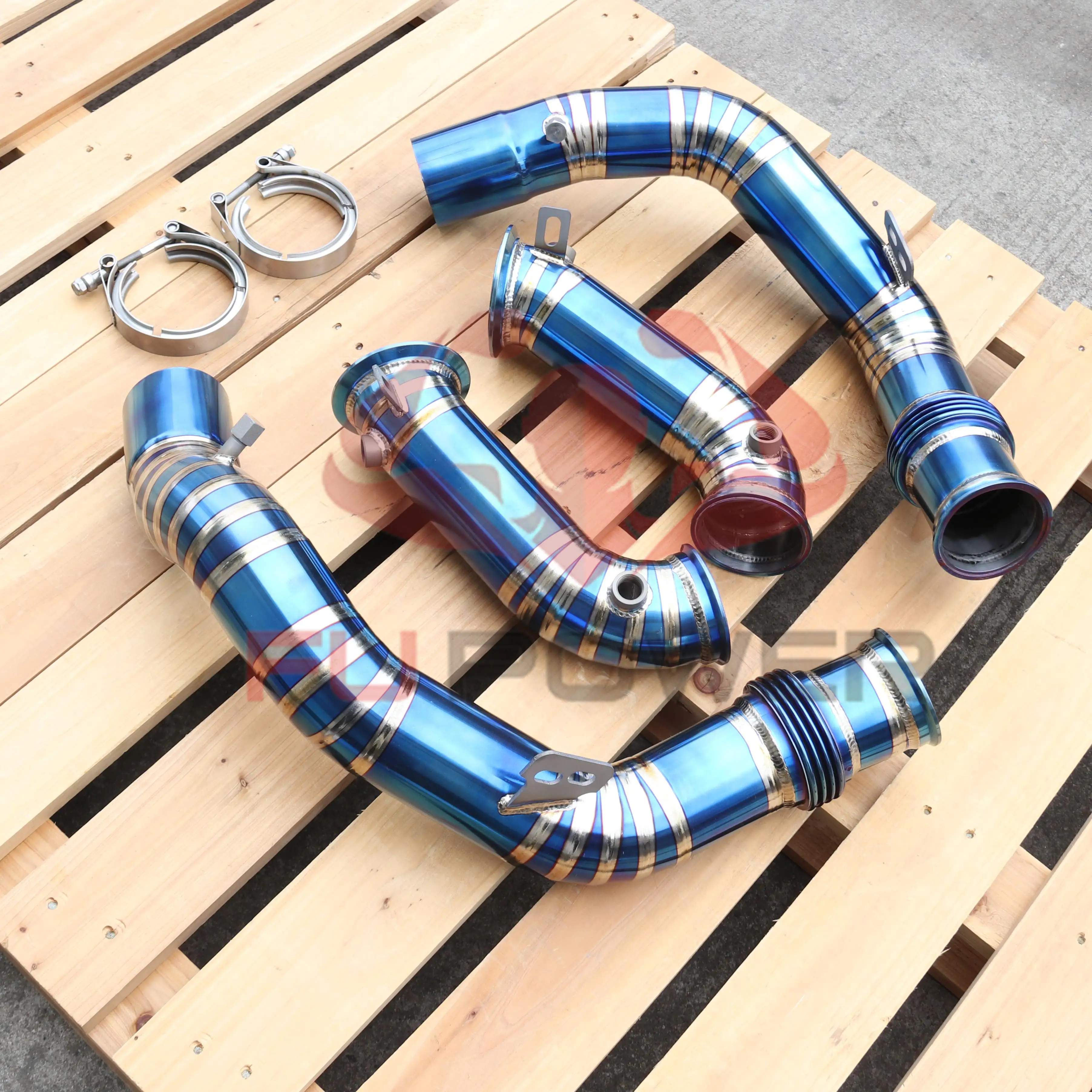 BMW X5M X6M F95 F96 S63 4.4T V8 FULL TITANIUM DOWNPIPE 2020+ 1