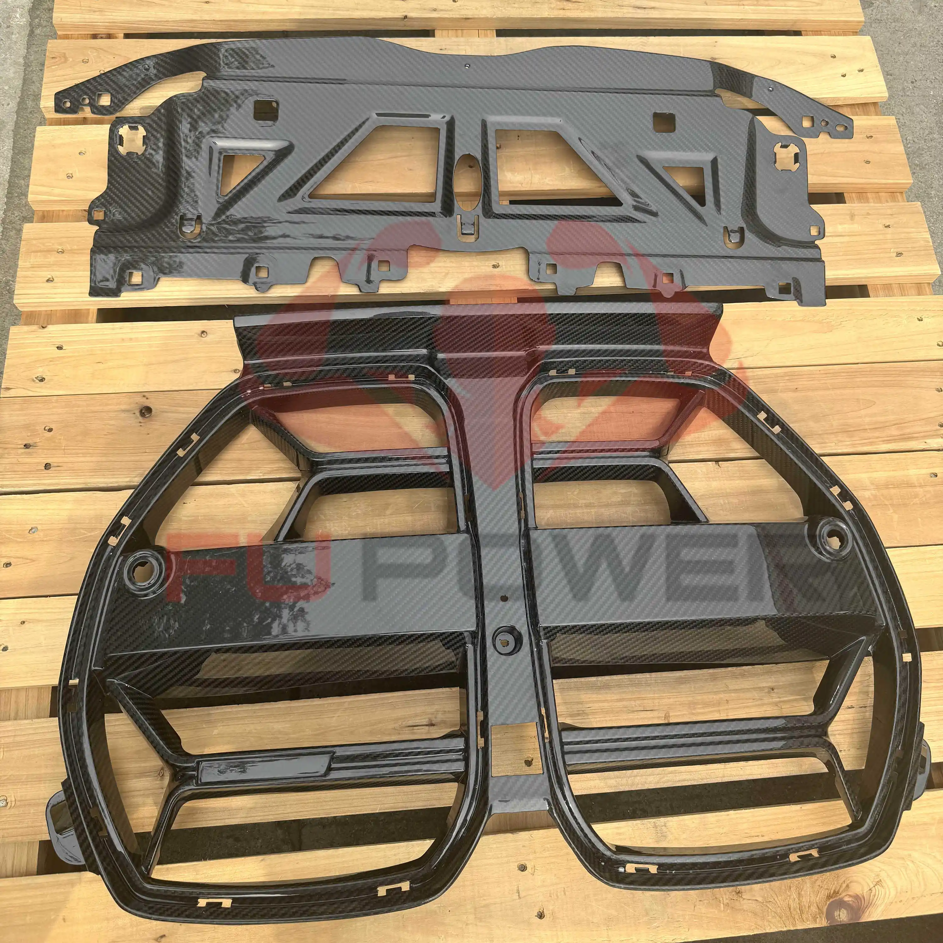 Grill de fibra frontal de carbono seco + panel de la cubierta de enfriamiento para BMW G80 G82 M3 M4 Accesorio exterior 1