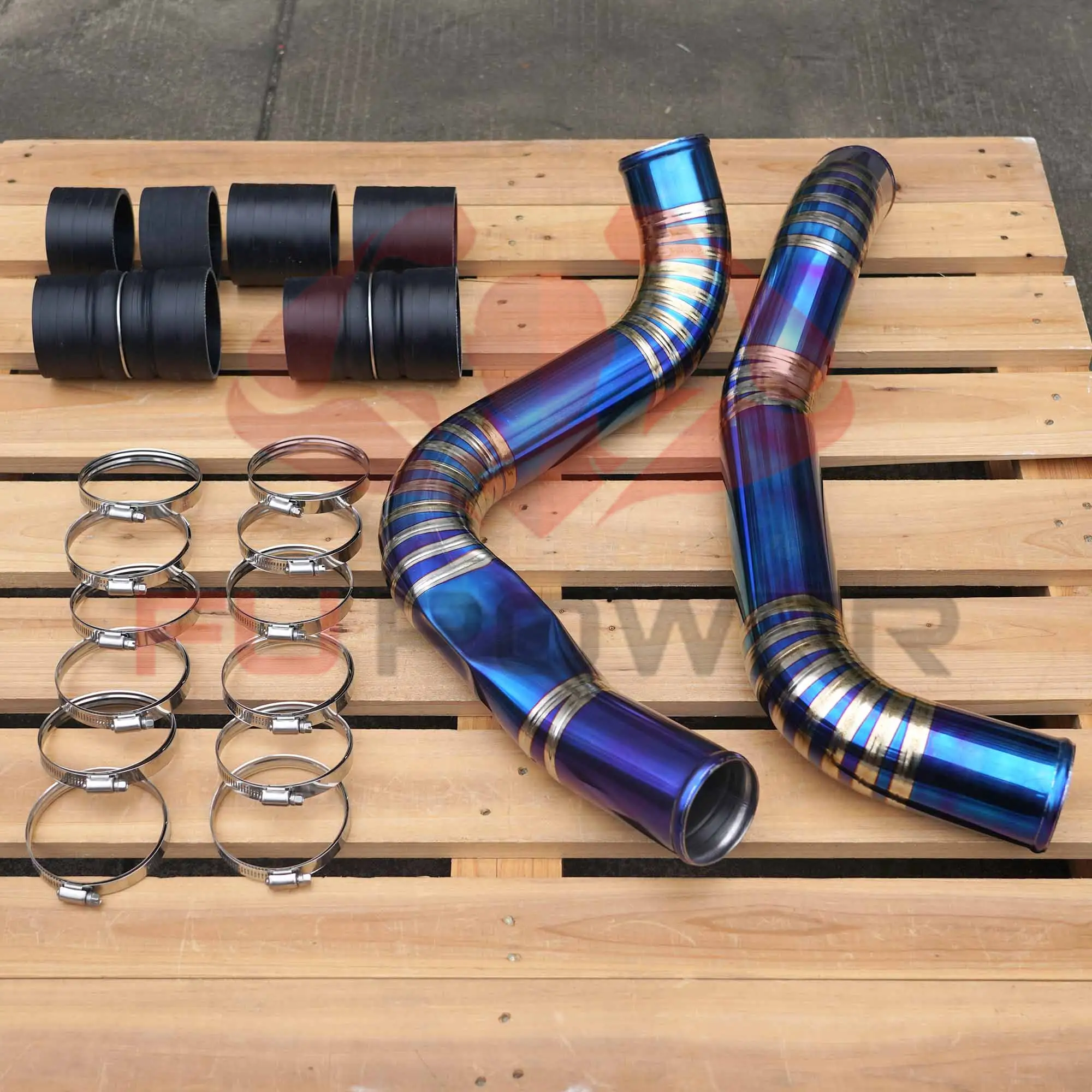 Titanium 1999.5-2003 Ford 7.3L PowerStroke Turbo Turbo Turbooler Tubo con botas y abrazaderas 1