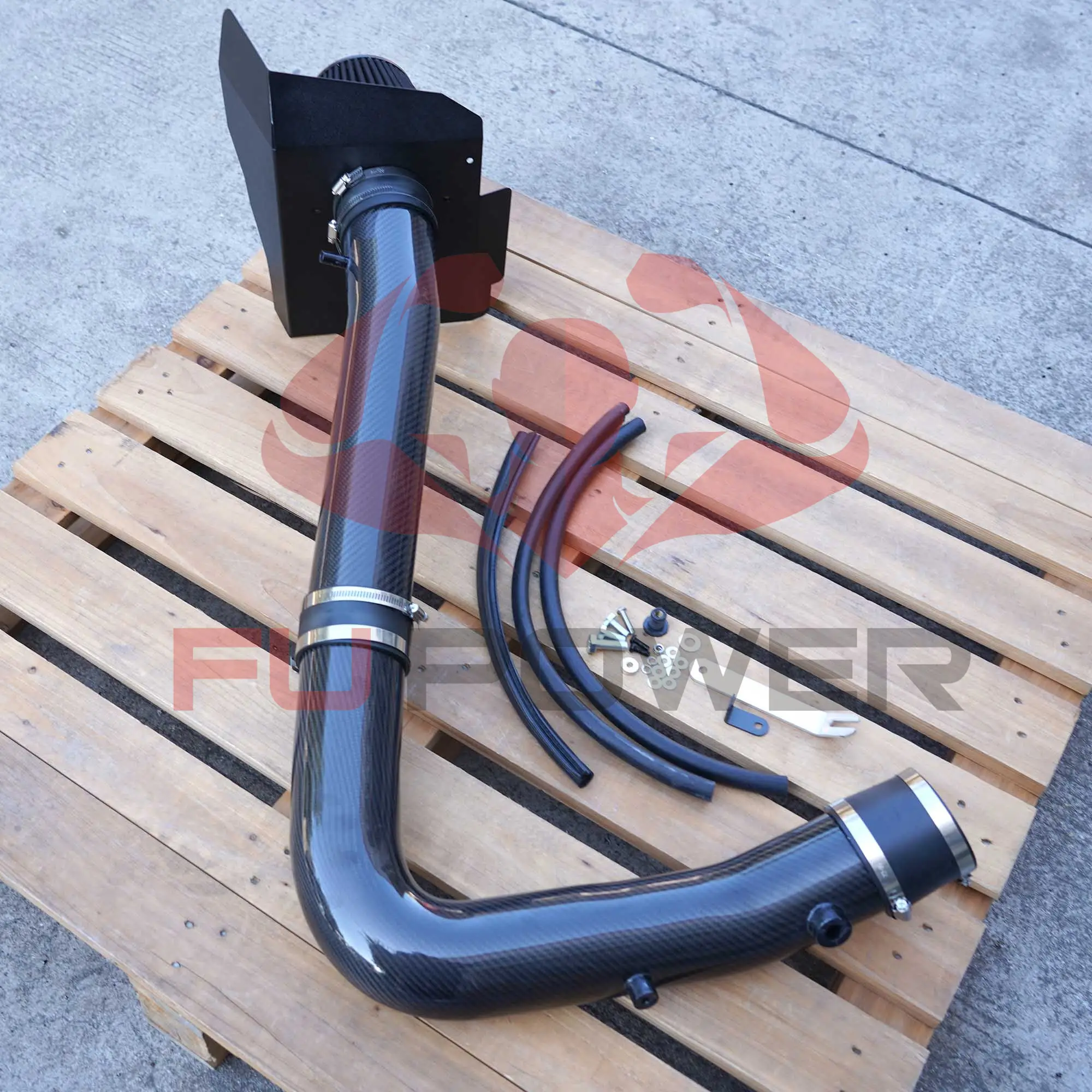 Dodge 3.6L Carbonfaser-Ansaugung Dodge Charger Challenger 300 3.6L V6 Motor 2011 - 2023 Hitzeschild-Kaltluftansaugung + Filter-Kit 1