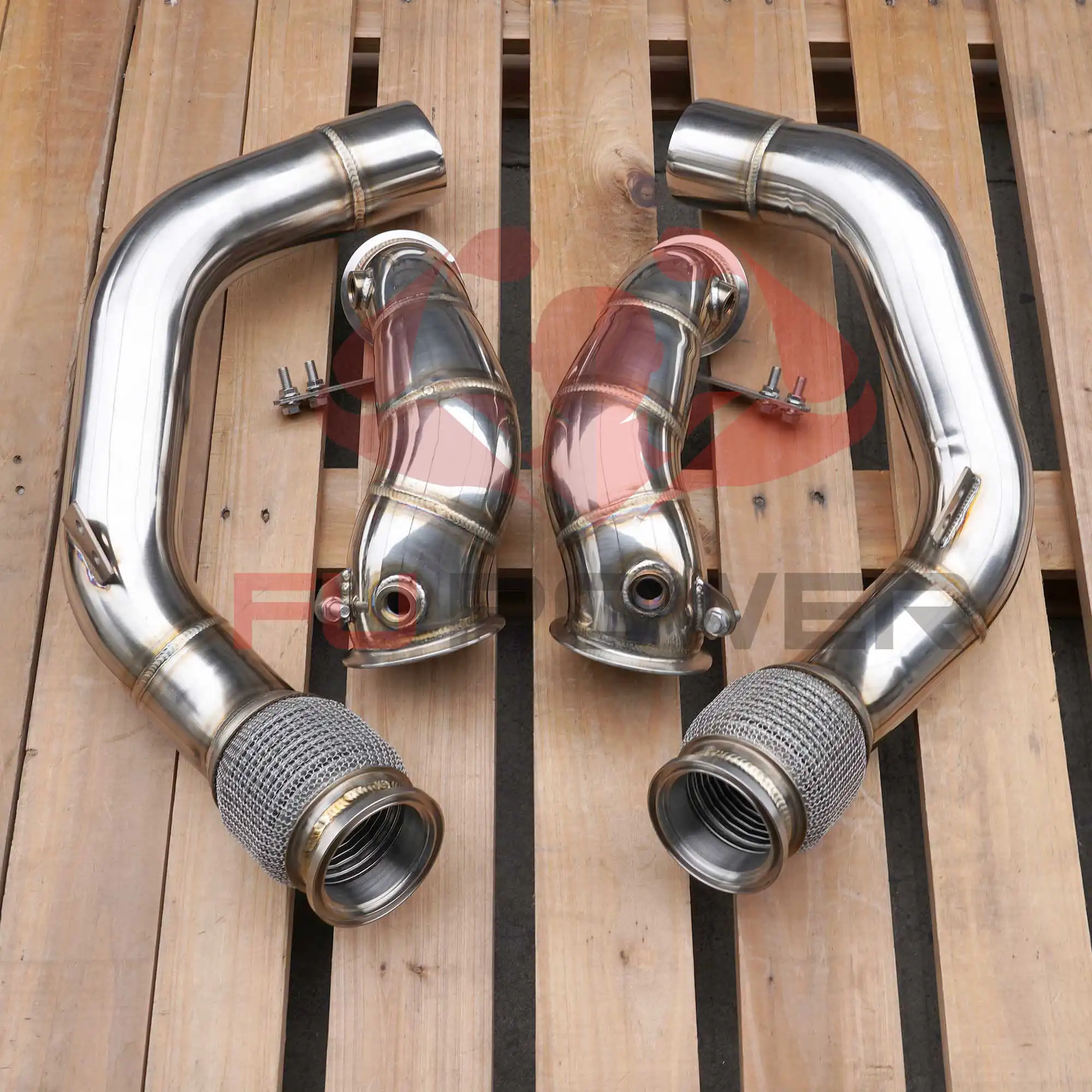 STAINLESS STEEL RACE DOWNPIPES M5 & M8 F90 F91 F92 F93 S63 2018-2021 1