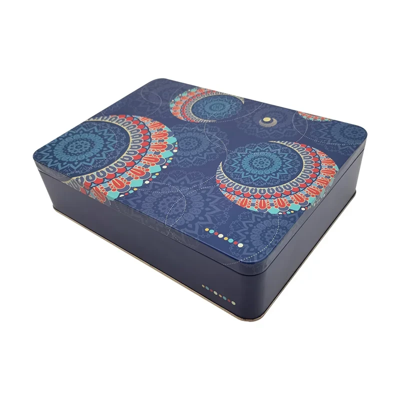 Food Grade Christmas Rectangle Metal Cookies Biscuit Chocolate Tin Can Metal Custom Printed Packing Box 1