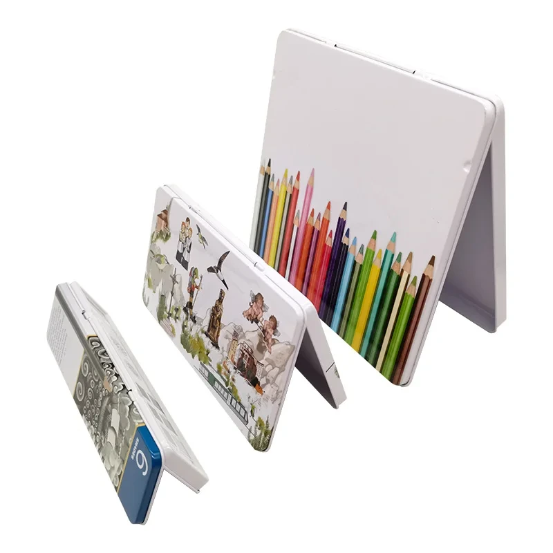 Odm Oem Custom High Quality Watercolor Pen Metal Packaging Big Rectangle Shaped Pencil Tin Box 1