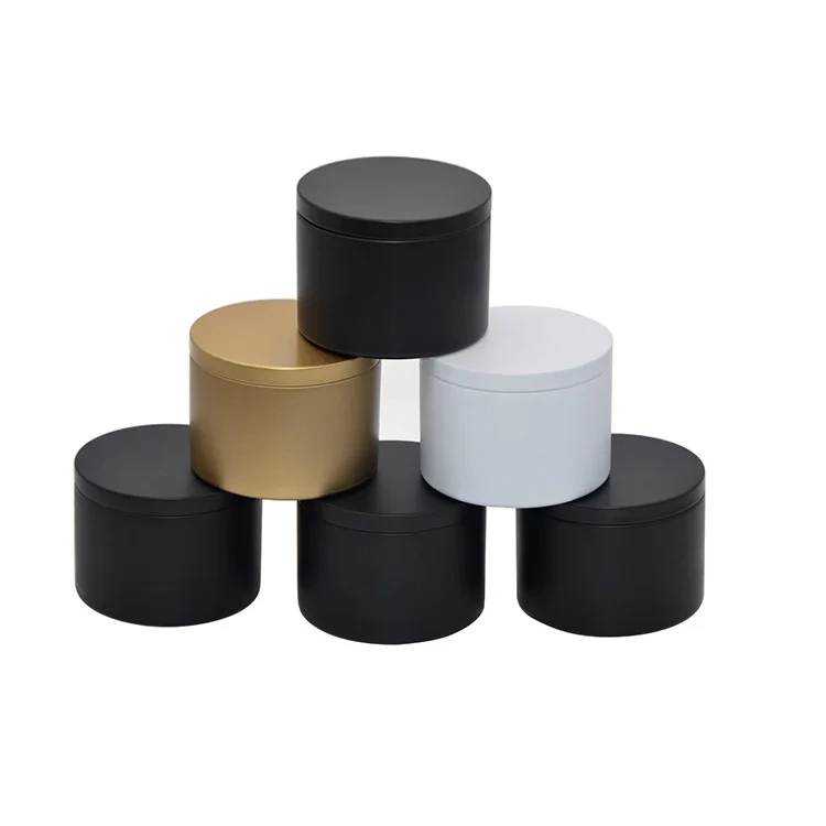 Em estoque frasco de vela vazio de produto comestível lata de metal latas redondas fragrância caixa de embalagem de velas cosméticas 1